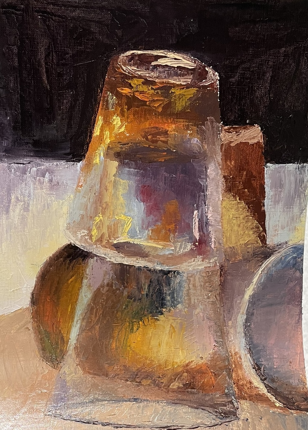 A painting of stacked cups